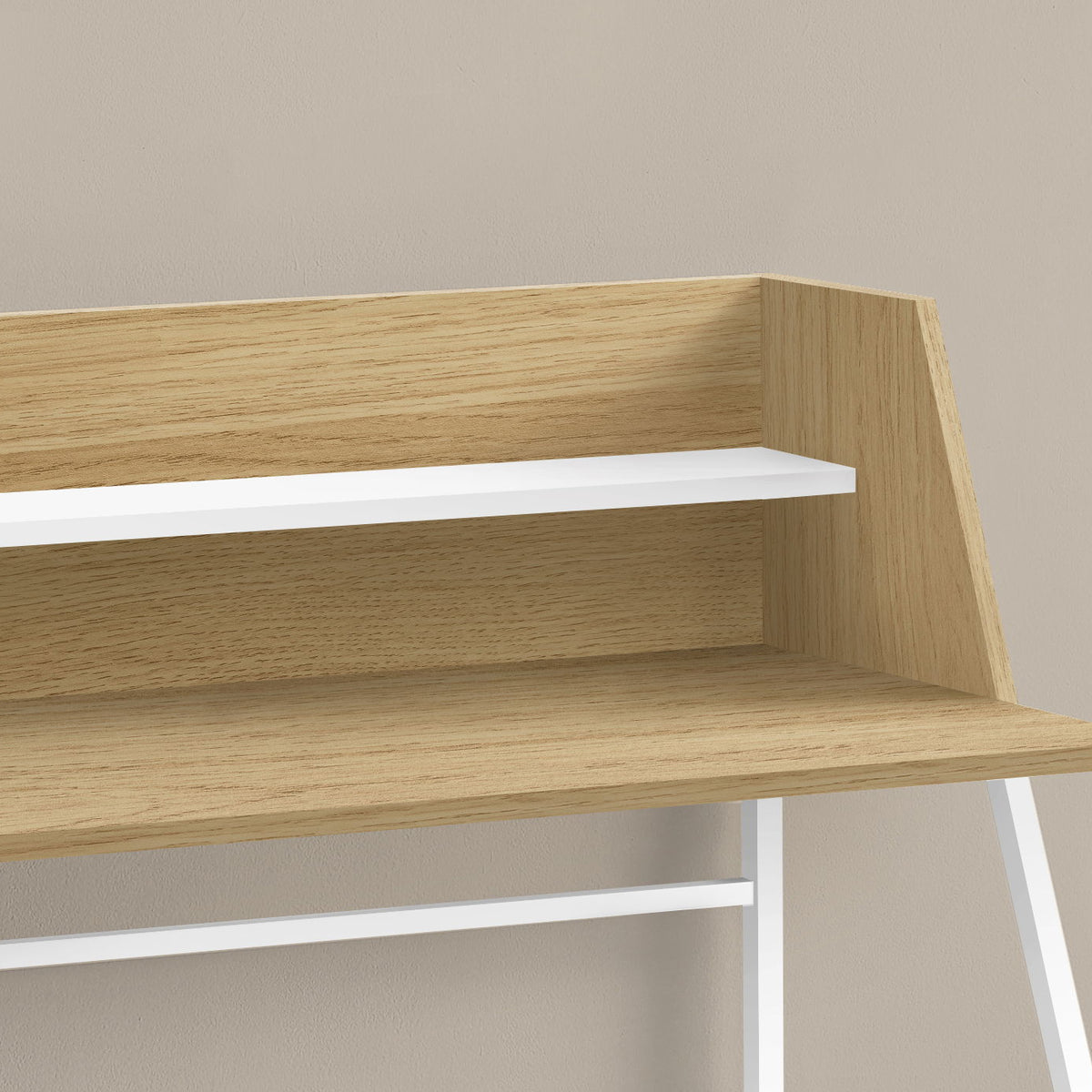Computer Desk For Home Office, Laptop, Storage Shelves, Marble Look Contemporary & Modern