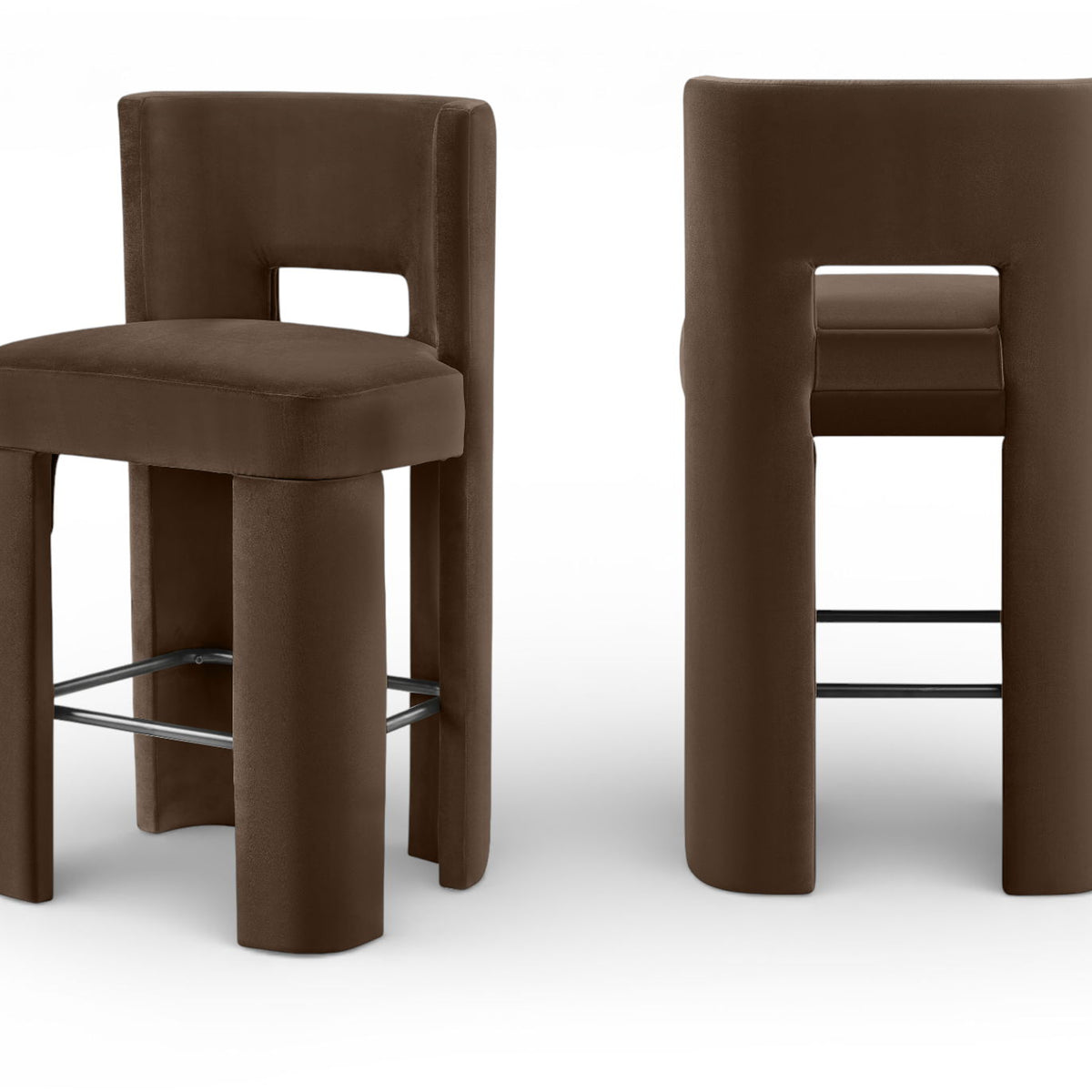 Zuno - Velvet Performance Fabric Upholstered Bar Stool (Set of 2)