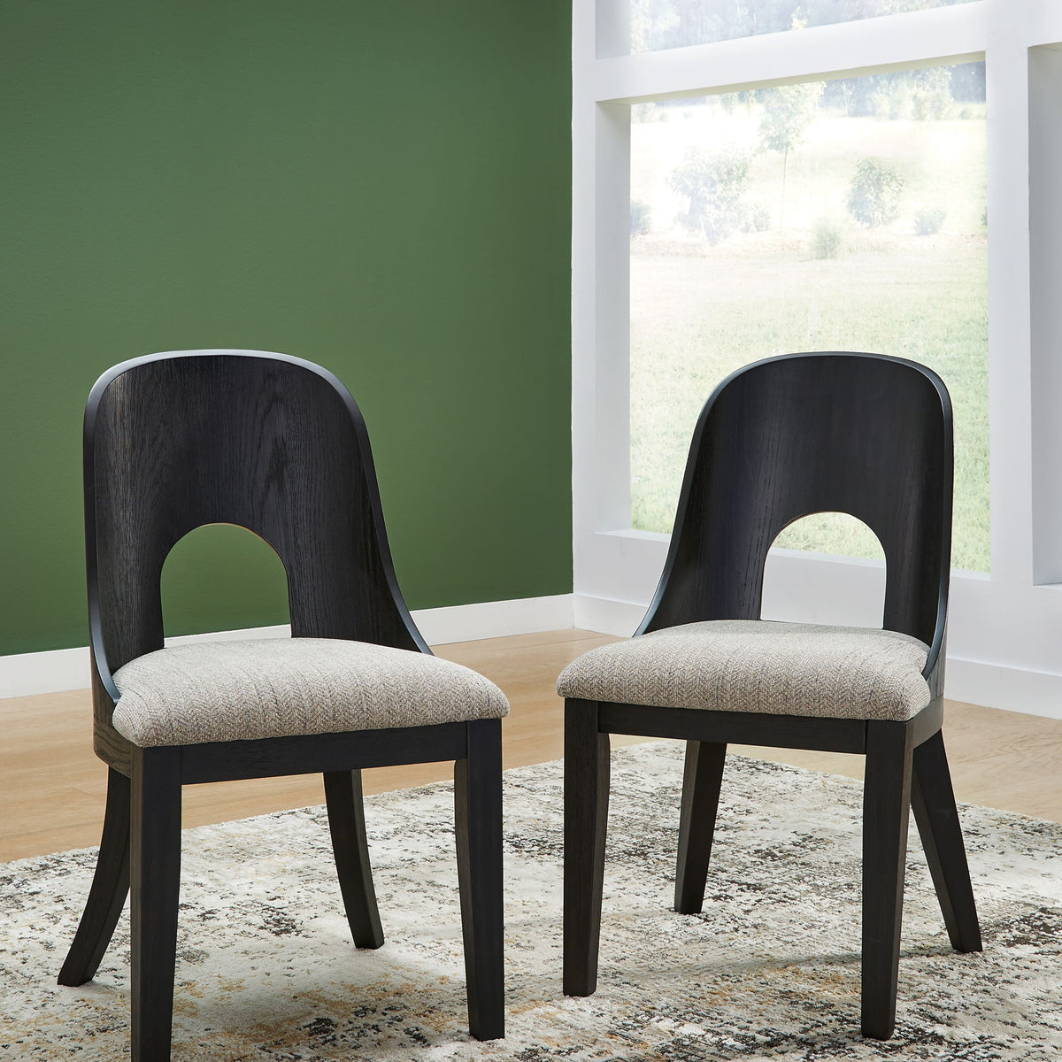 Rowanbeck - Dining Upholstered Side Chair (Set of 2) - Gray / Black