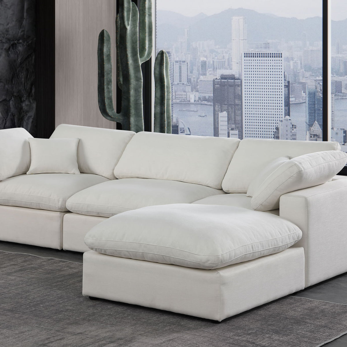 Comfy - 4 Piece Linen Fabric Modular Sectional With Chaise