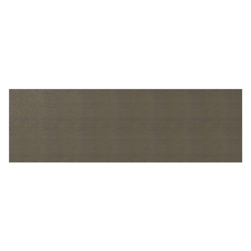 Tall TV media stand in dark brown wood-grain finish, side panel detail