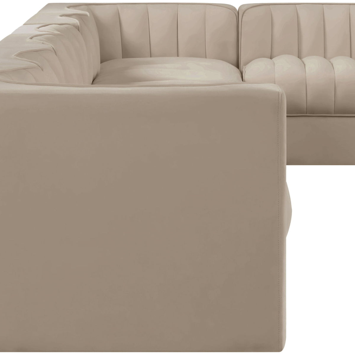 Rummi - Velvet Performance Fabric Upholstered 7 Piece Modular Sectional, L-Shaped (Right)