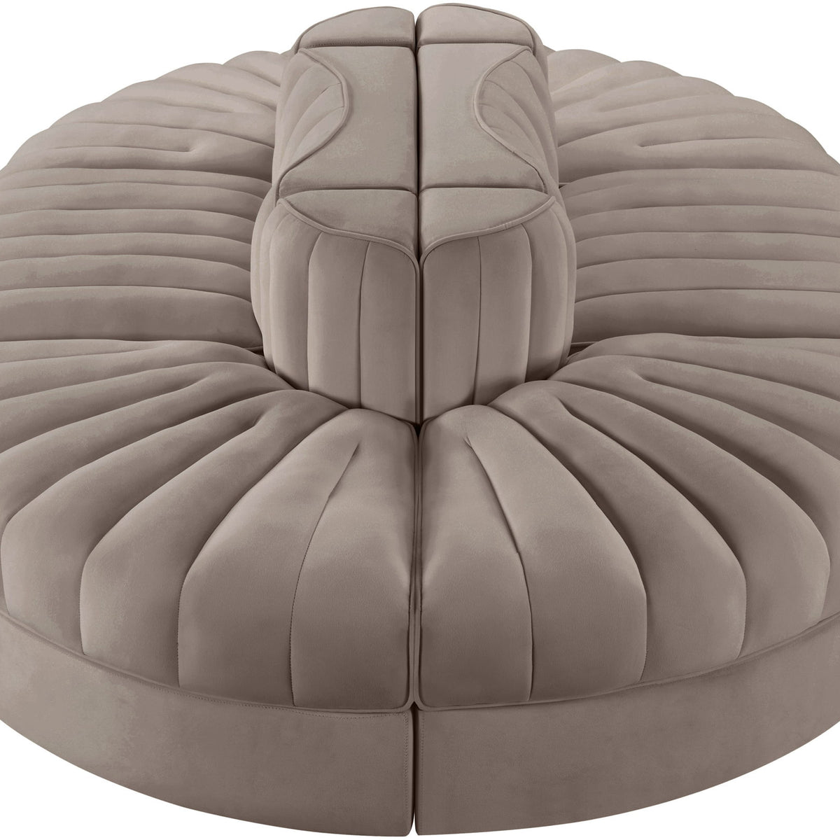 Rummi - Oval Velvet Performance Fabric Upholstered 6 Piece Modular Sectional