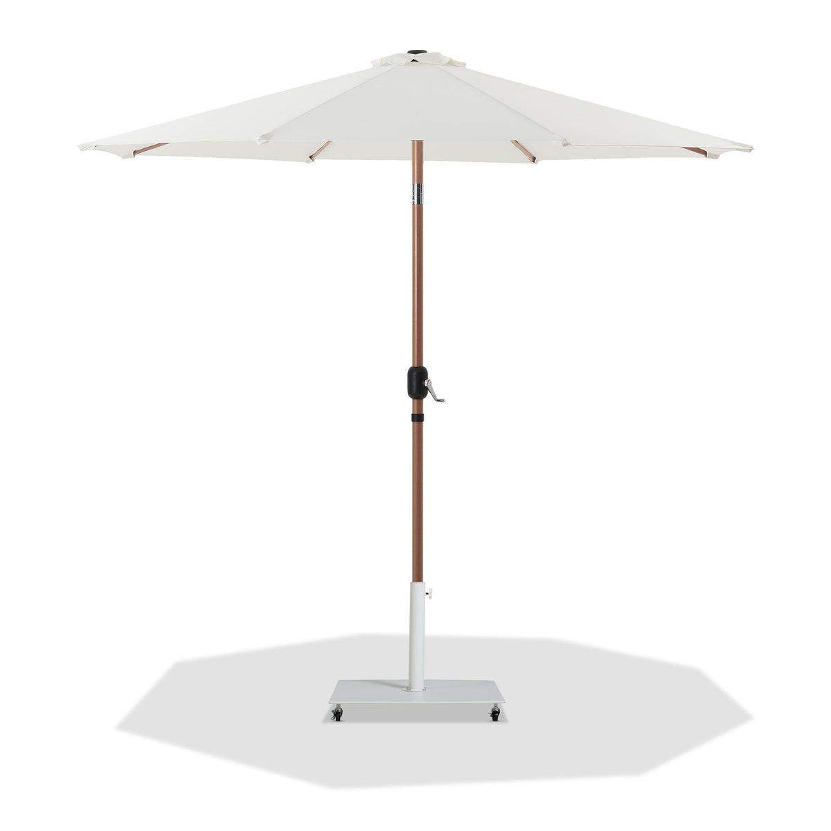 Fiji - Aluminum Patio Umbrella With Square White And Teak Base