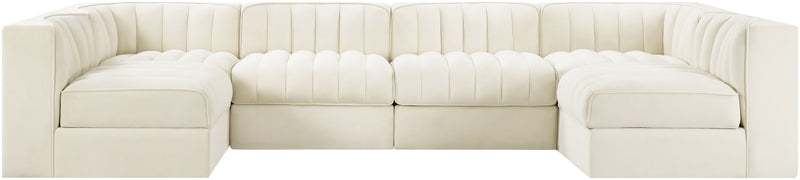 Rummi - Armless Velvet Performance Fabric Upholstered 6 Piece Modular Sectional