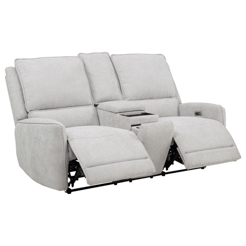 Sylmar - Chenille Upholstered Power Reclining Loveseat - Dove Gray