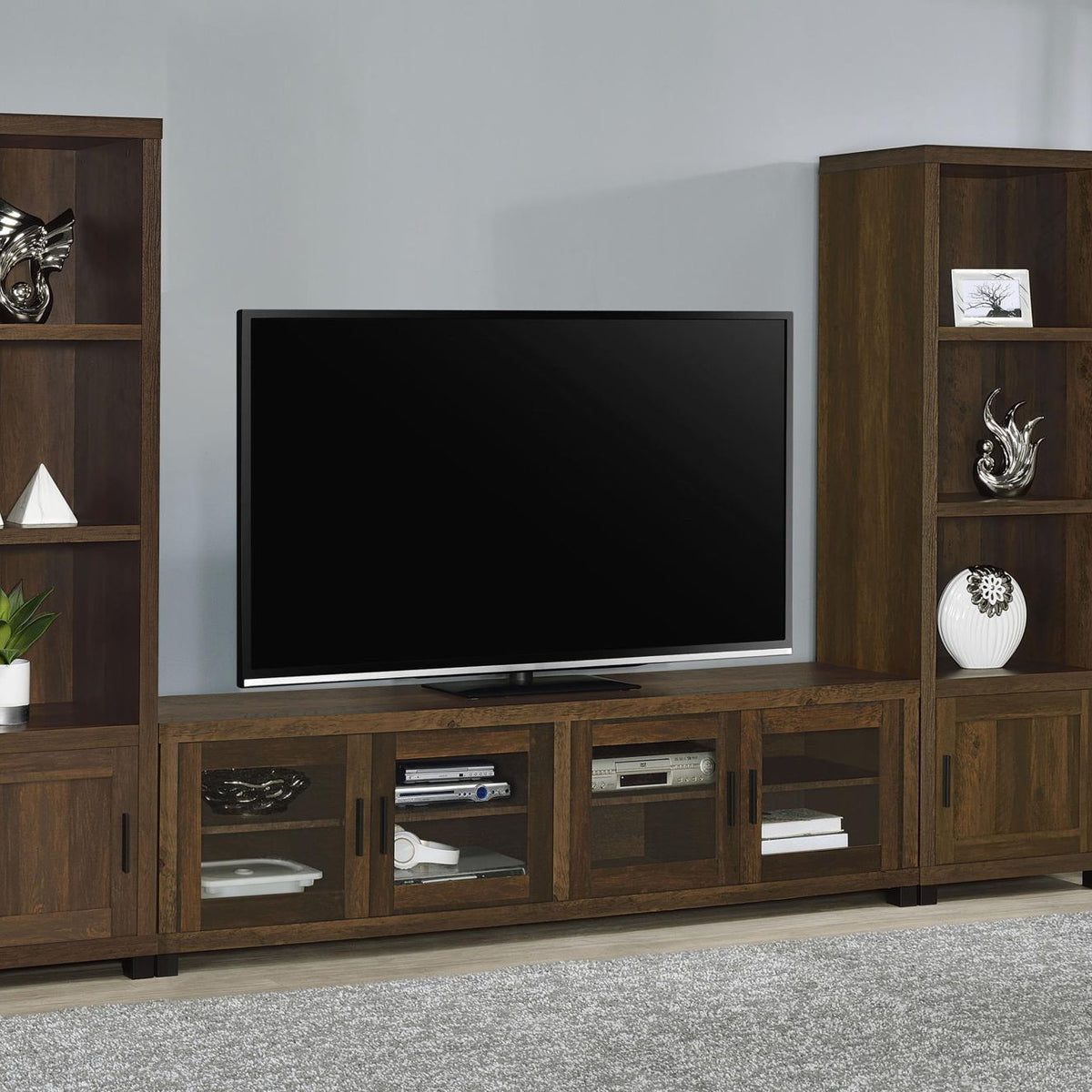 Sachin 3-piece 79-inch TV Entertainment Center Dark Pine