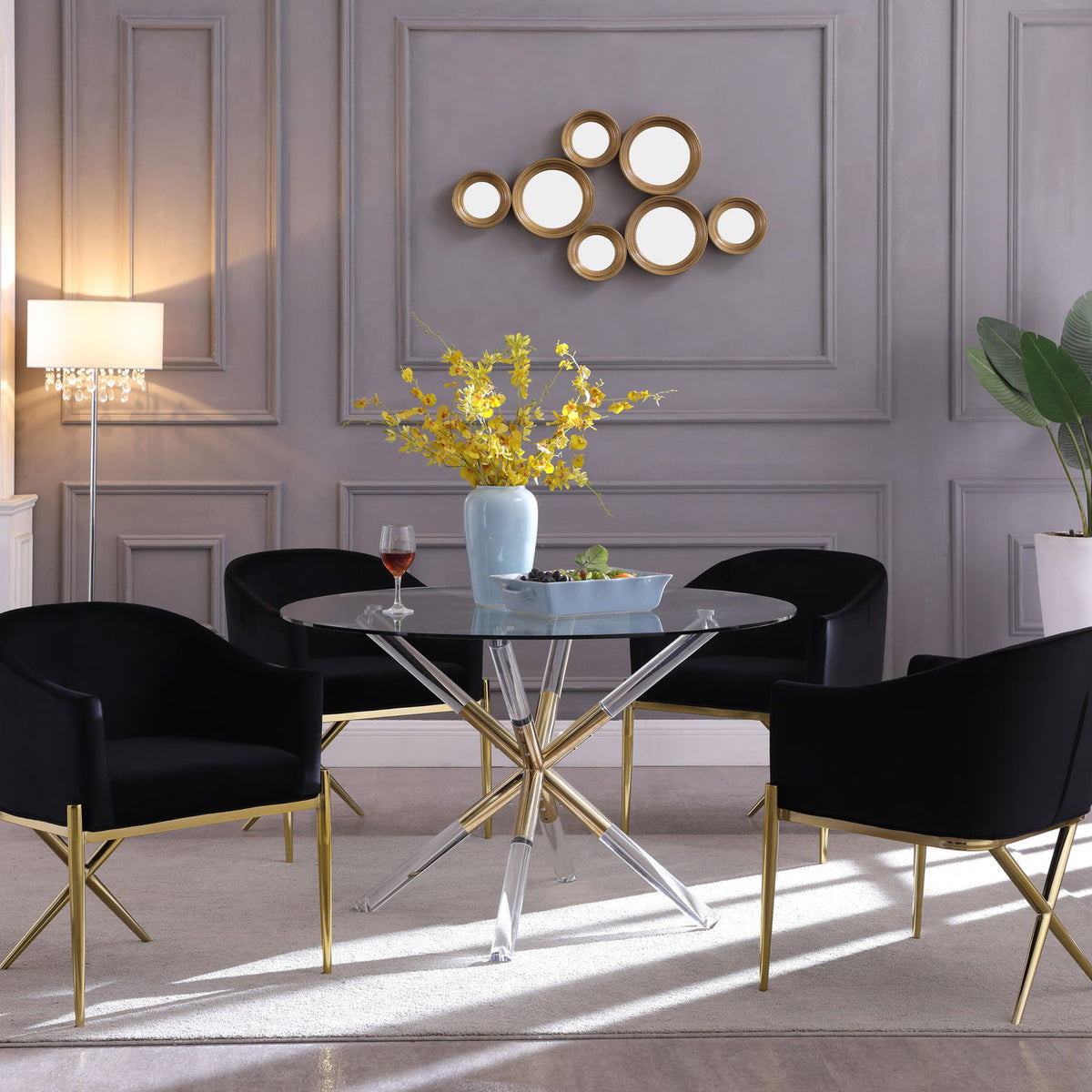 Mercury - Glass Dining Table - Pearl Silver