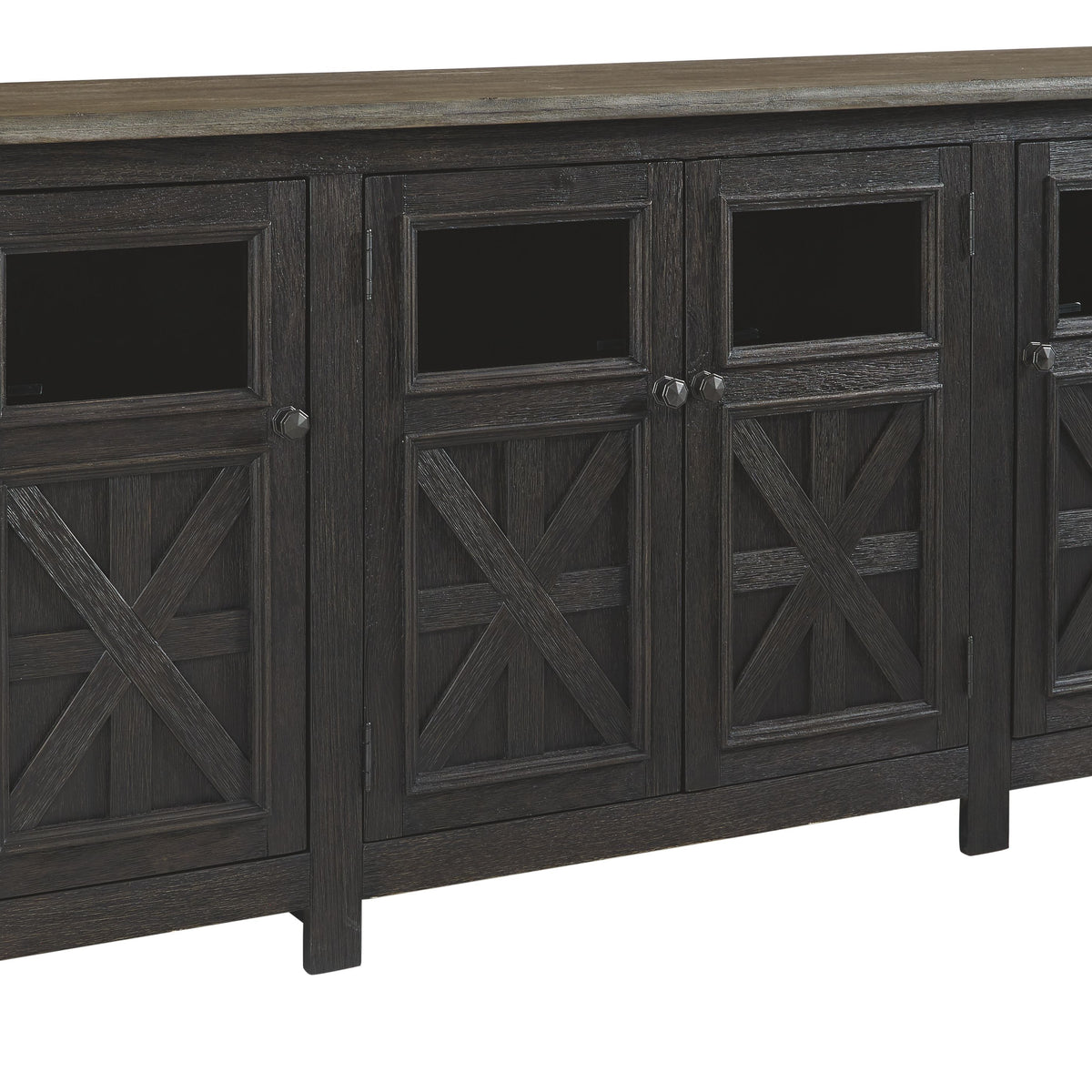 Tyler Creek - Black / Gray - Extra Large TV Stand