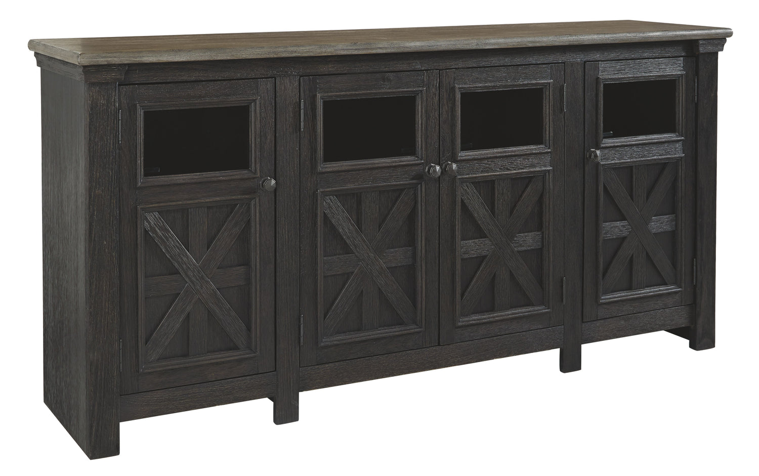 Tyler Creek - Black / Gray - Extra Large TV Stand