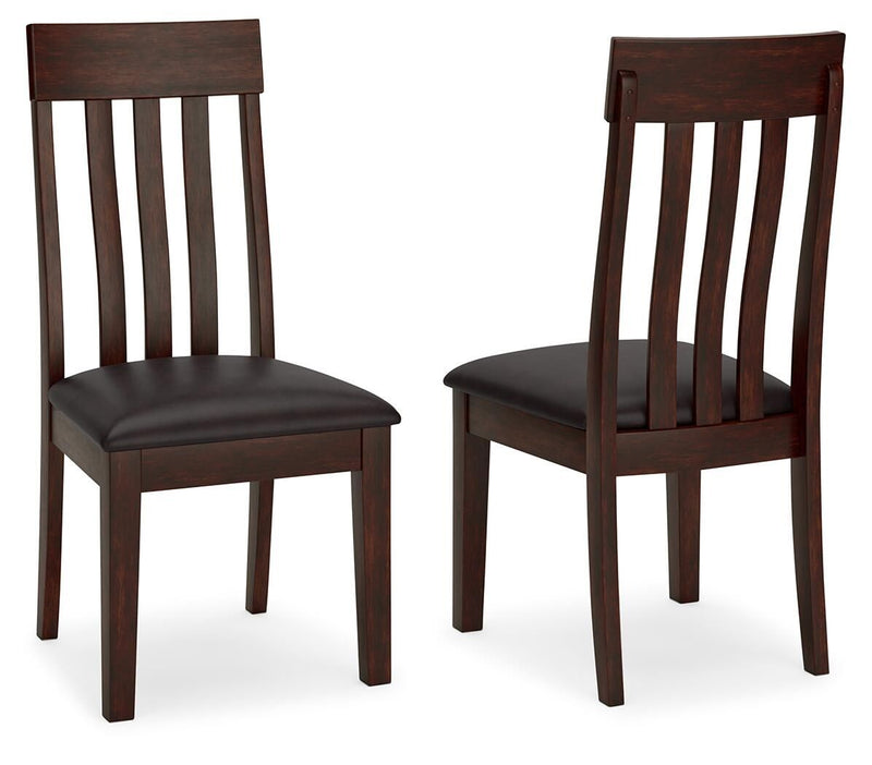 Dining side chair set of 2 with dark brown wood legs and dark seat cushions