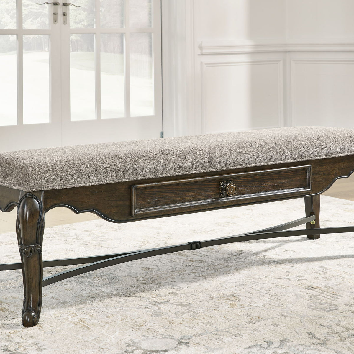 Maylee - Upholstered Storage Bench - Dark Brown