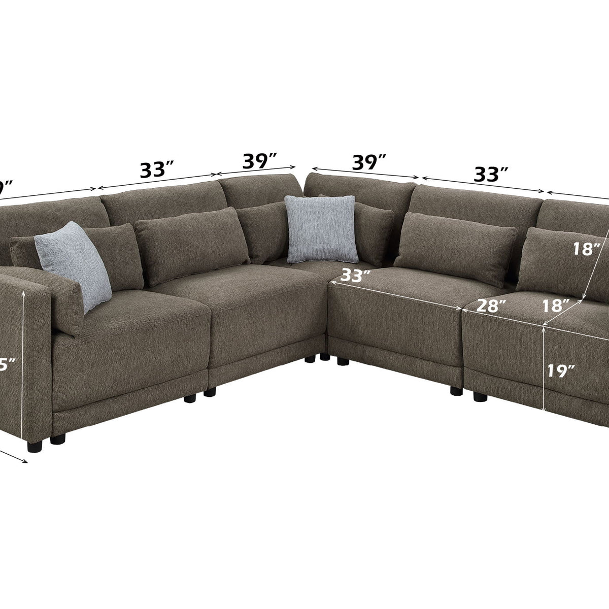 Rylie - Modular Sectional Sofa With Toss Pillows