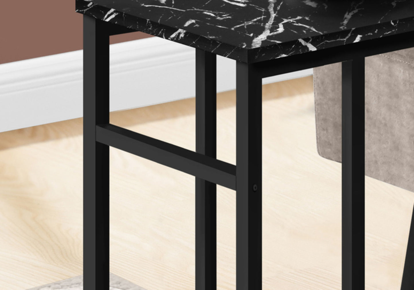 Accent Table, C - Shaped, Modern Design - Black