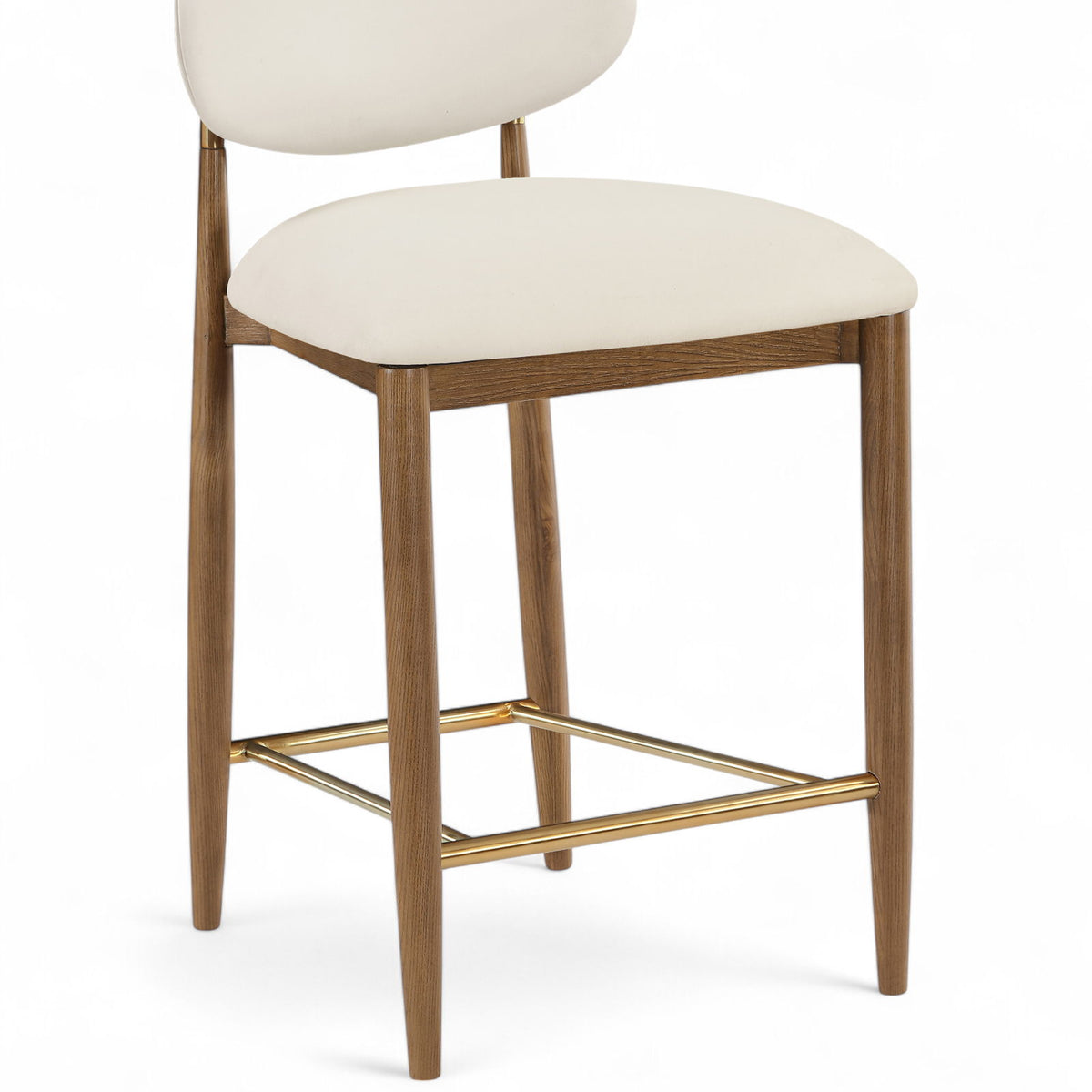 Riccio - Stool - Walnut And Gold Frame