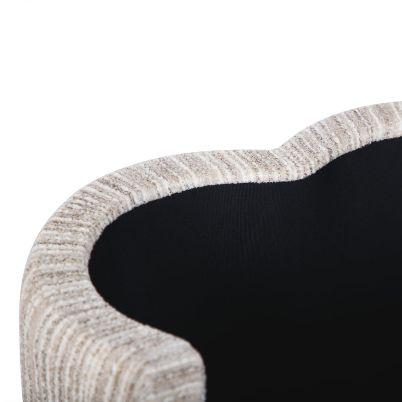 Lilou - Striped Jacquard Storage Stool - Cream