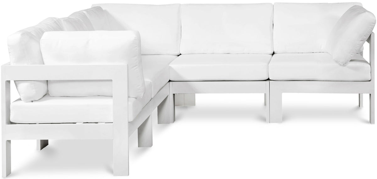 Nizuc - Outdoor Patio 5 Piece Modular Sectional With White Frame