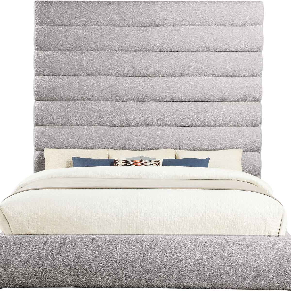 Adam - Boucle Fabric Bed With 89" Headboard