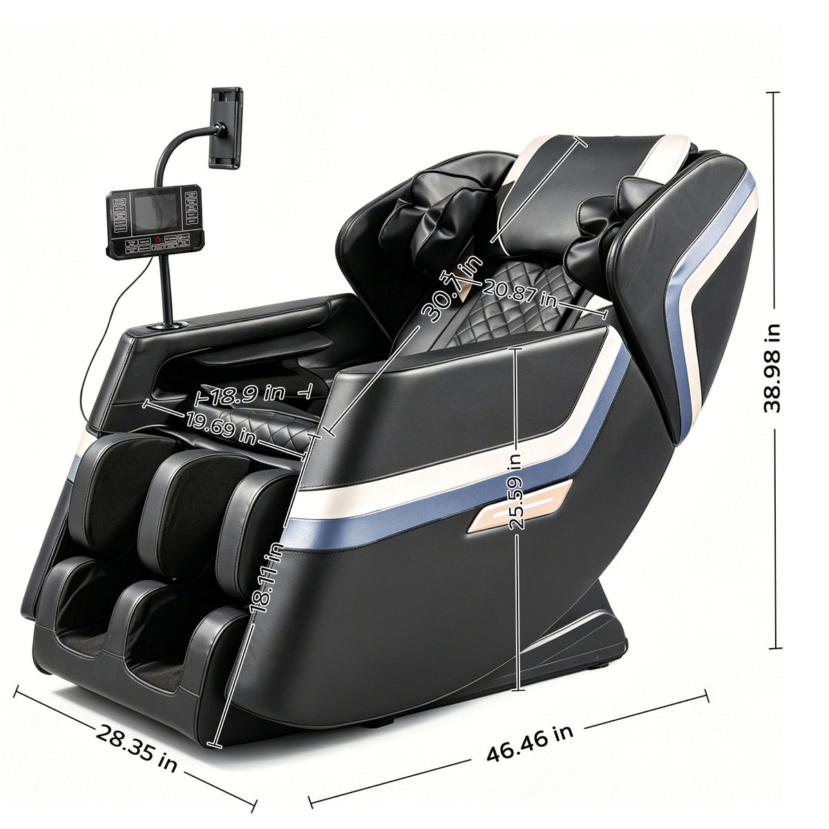 Massage Chair Recliner, Zero Gravity & Full Body Air Pressure - Black