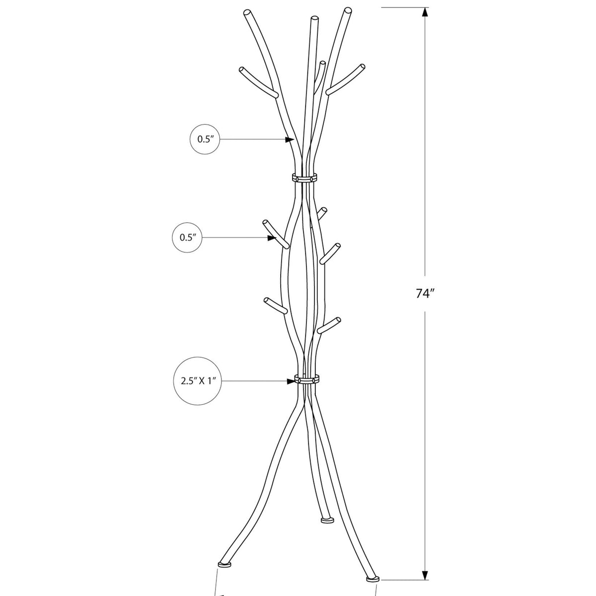 Coat Rack, Hall Tree, Free Standing, 11 Hooks, Entryway, Contemporary & Modern