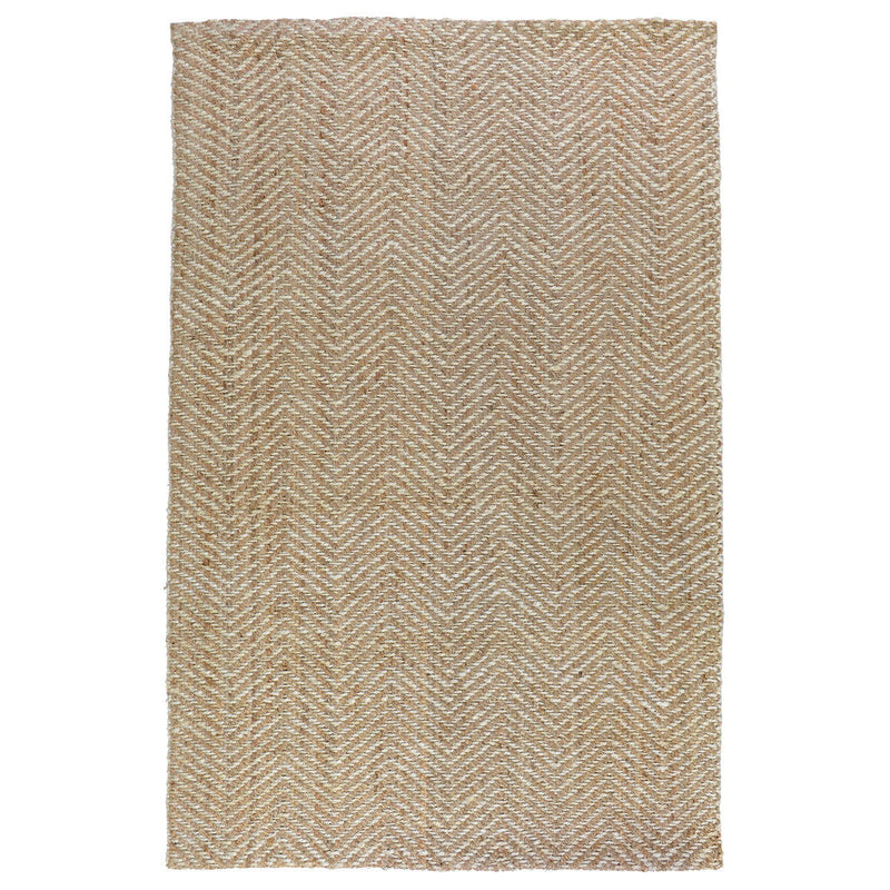 Jute herringbone rug in natural beige with dense woven chevron pattern.