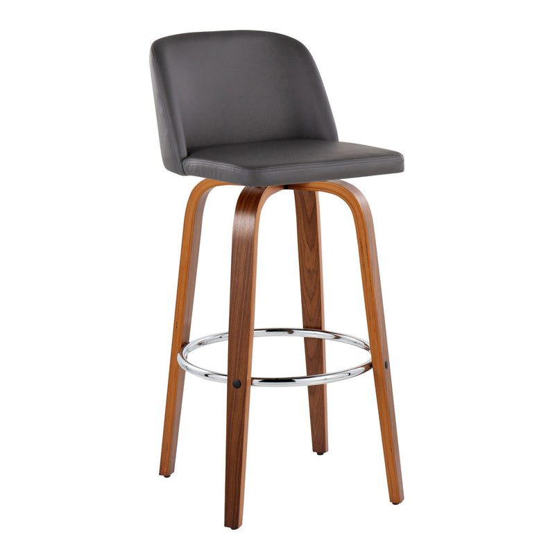 Toriano - Mid Century Modern Fixed Height, Barstool With Swivel With Round Footrest (Set of 2)