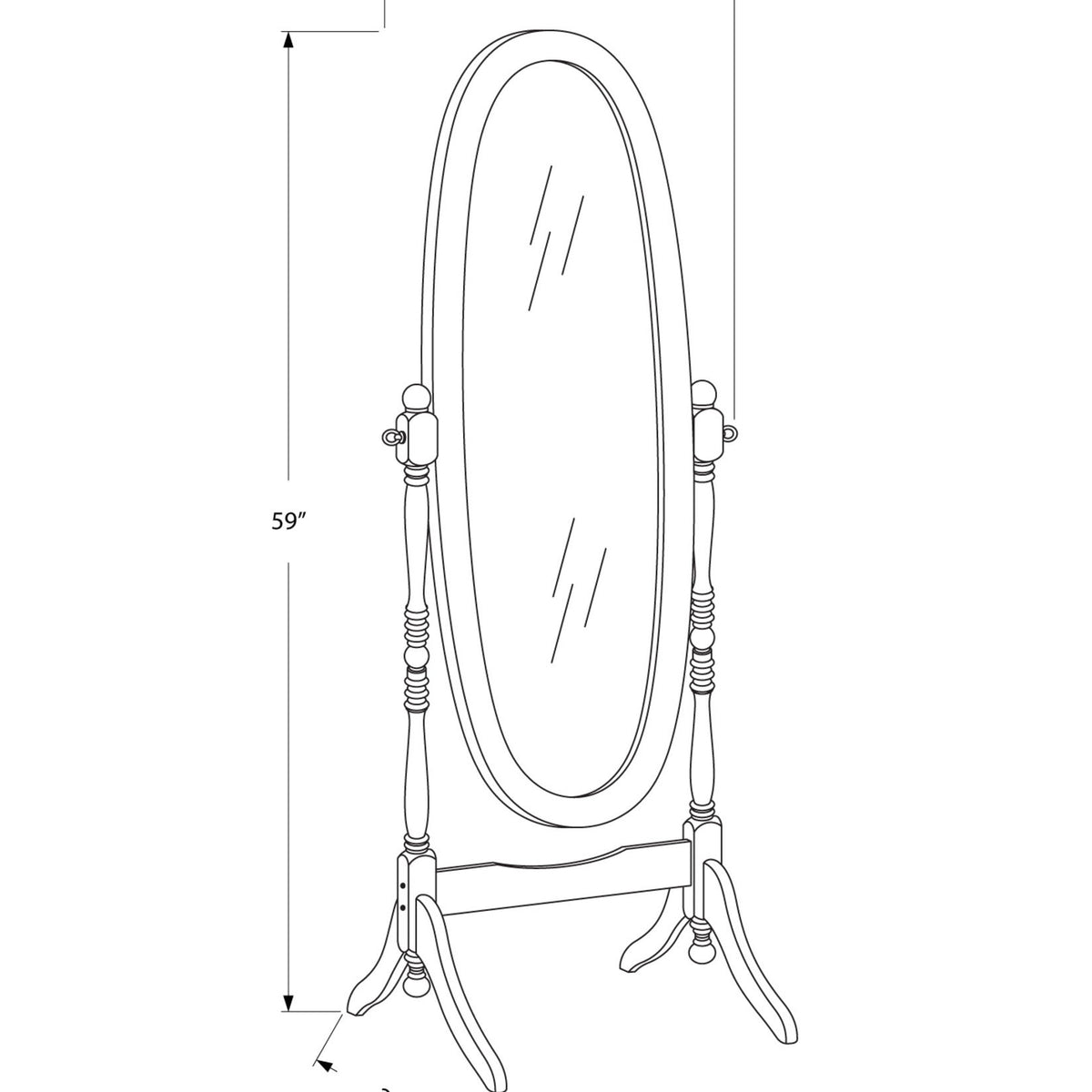 Standing Floor Mirror Full Length Oval Dressing For Bedroom - White