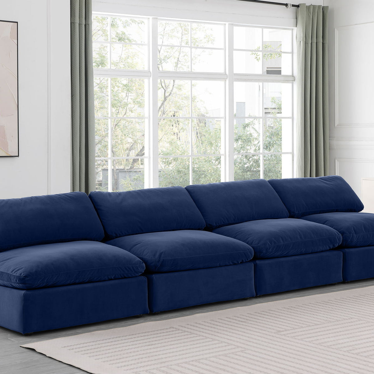 Comfy - Velvet Modular Armless Sofa 4 Seats