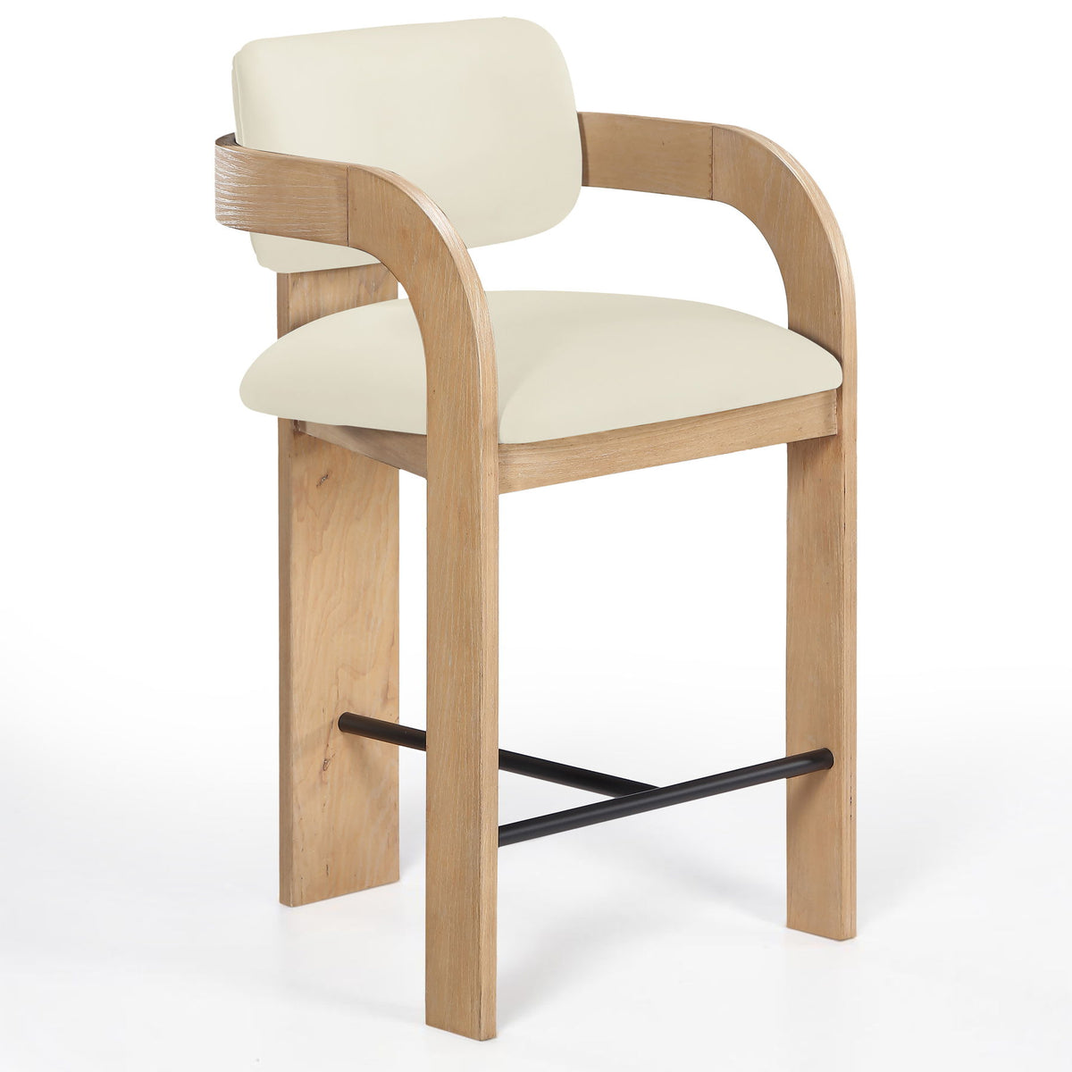 Cedra - Velvet Performance Fabric Upholstered Counter Stool - Natural Frame