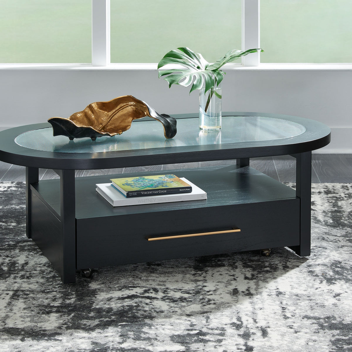 Winbardi - Black - Oval Cocktail Table