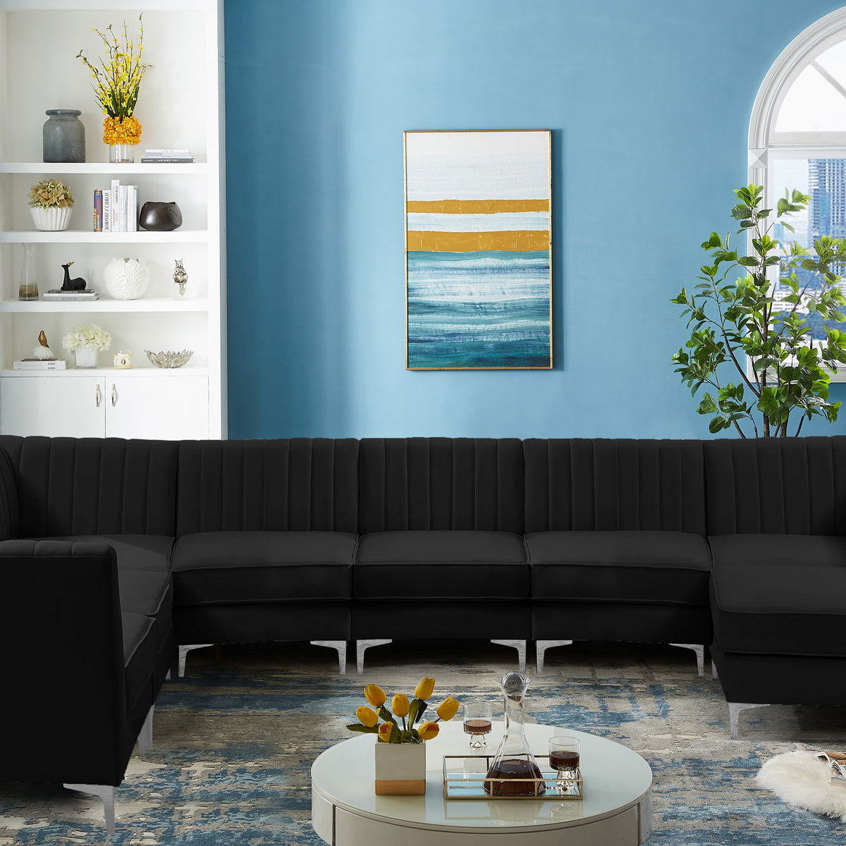 Alina - 8 Piece Velvet Modular Sectional