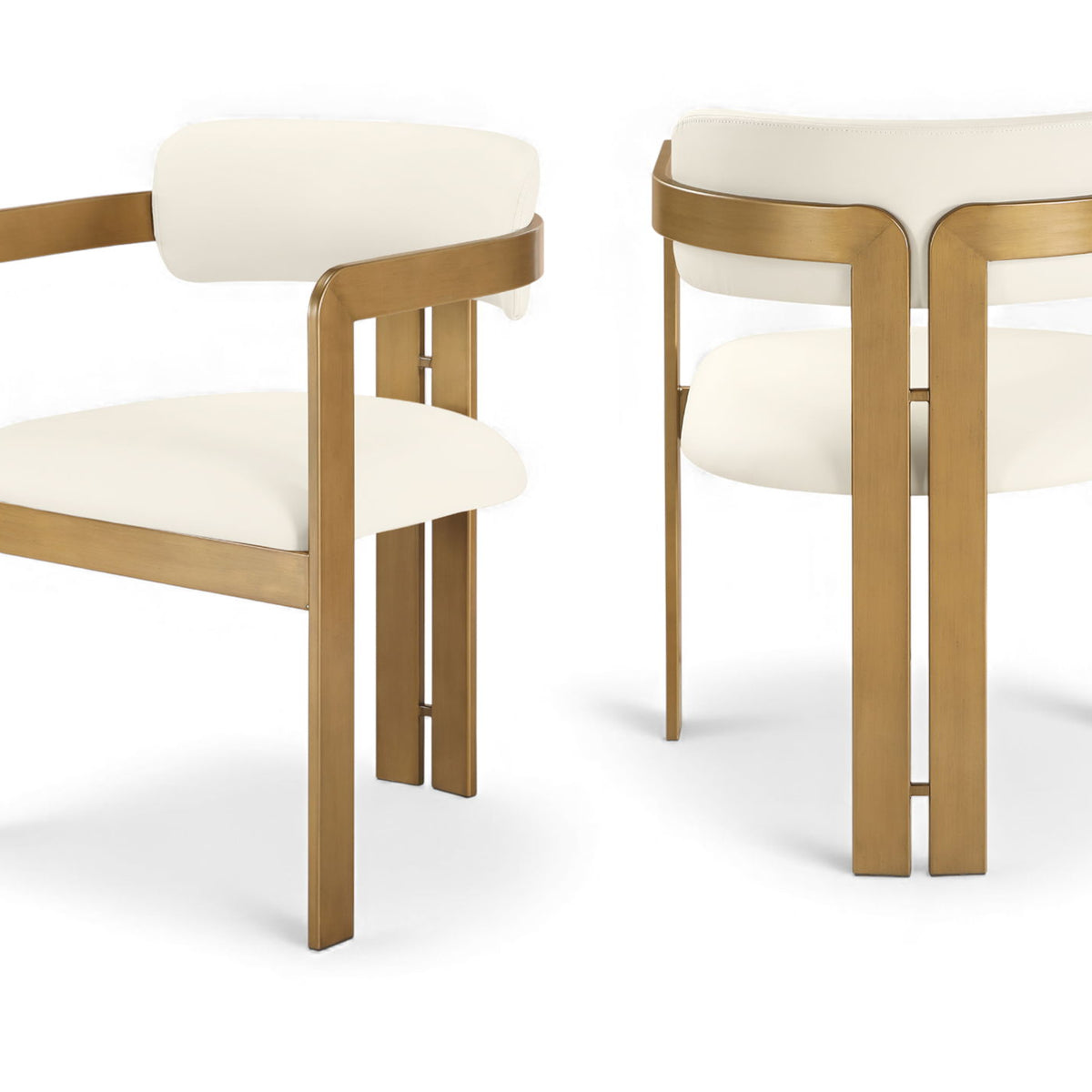 Aurum - Vegan Leather Upholstered Dining Chair With Brushed Brass Base (Set of 2)