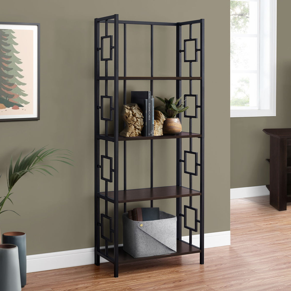 Bookshelf, Bookcase, Etagere, 4 Tier, For Office, Contemporary & Modern - Espresso