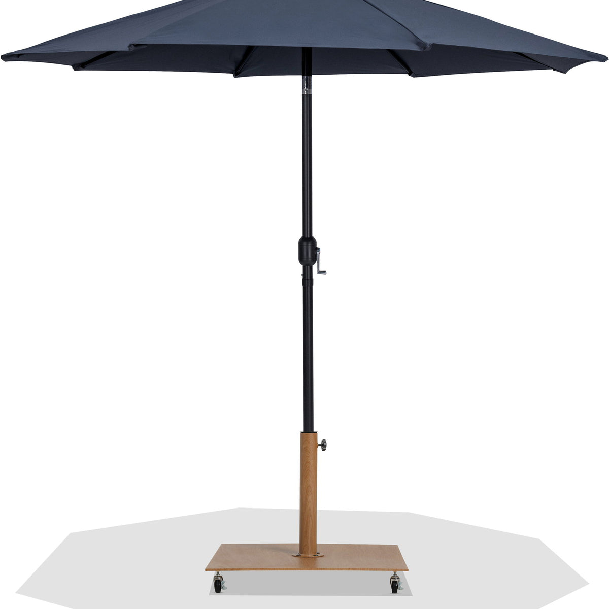 Fiji - Aluminum Patio Umbrella With Square Teak And Black Base