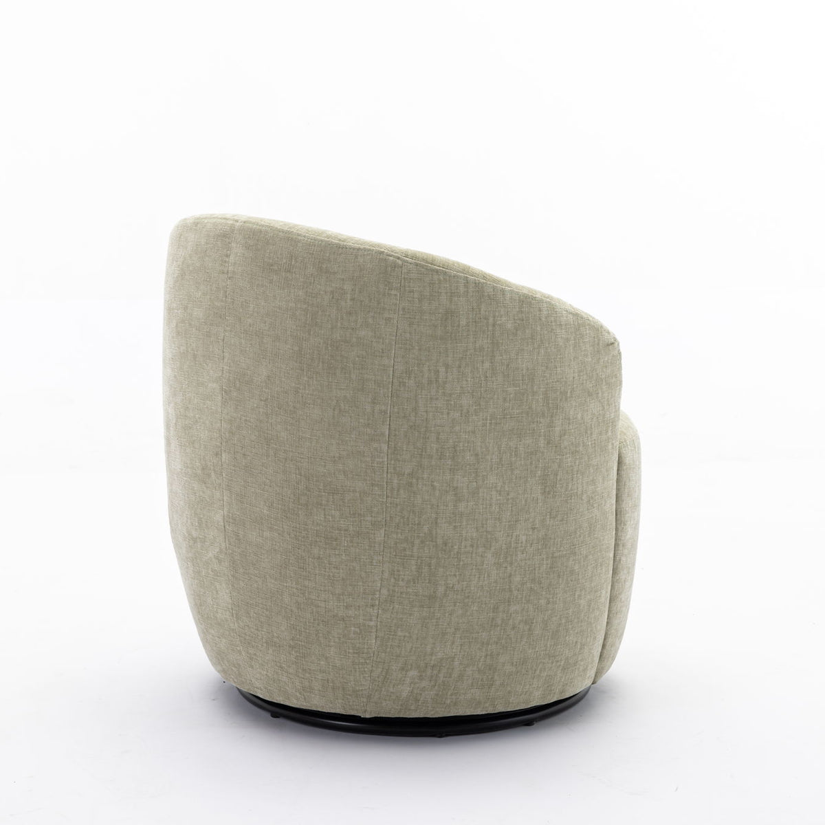 Chenille Fabric Swivel Accent Armchair Barrel Chair With Powder Coating Metal Ring