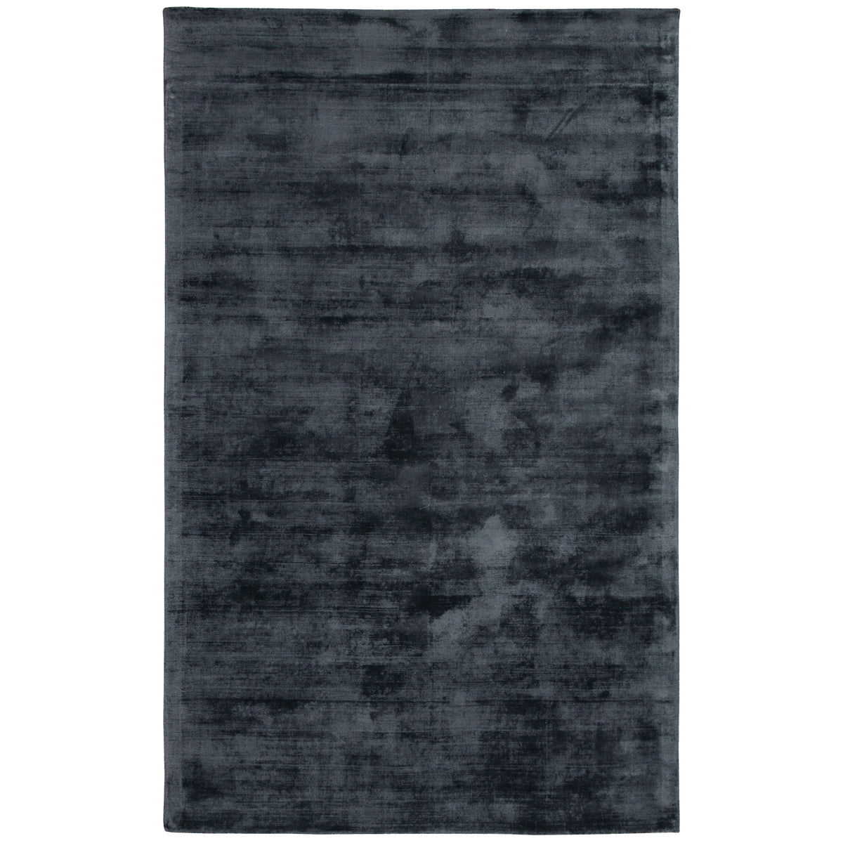 Charcoal gray distressed rectangular area rug with subtle vintage pattern