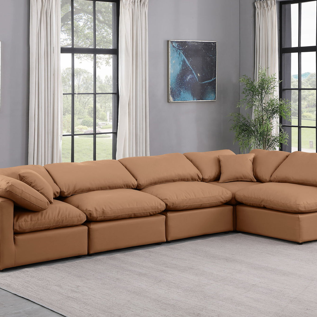 Indulge - Faux Leather 5 Piece Modular Sectional