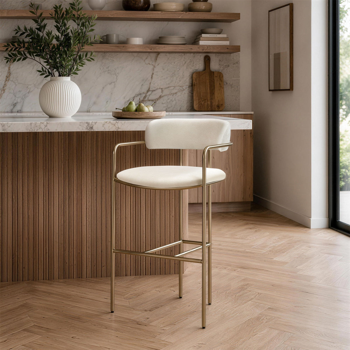Manhattan Serene - Metal Upholstered Barstool