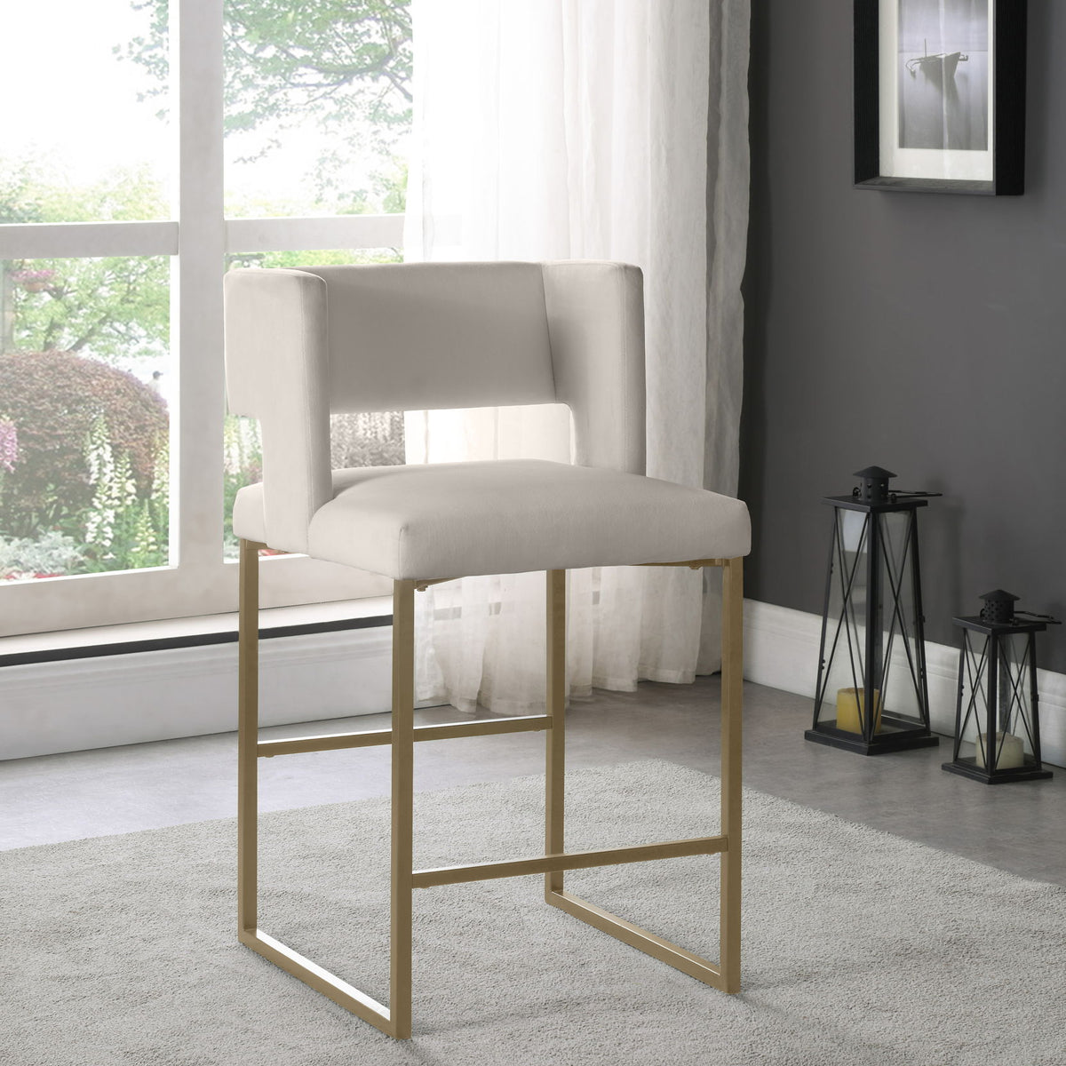 Caleb - Counter Stool with Gold Legs (Set of 2)