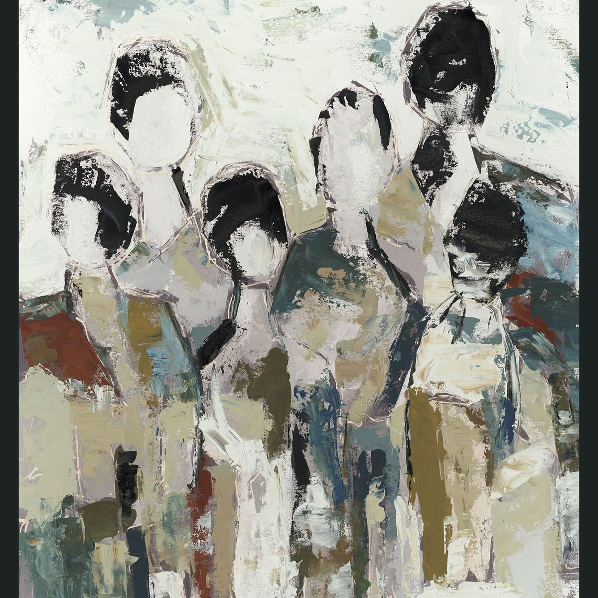 6 People - 48" x 72" Painting By Buddy Whitlock - Light Brown / White