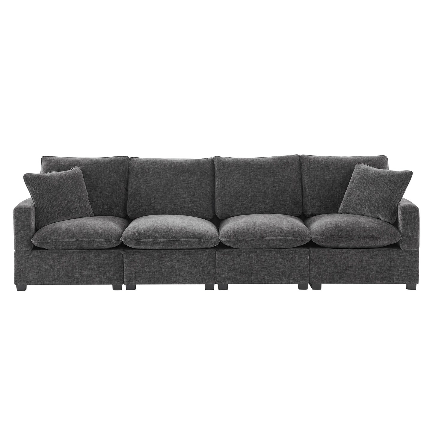 Modern Modular Sofa, 4 Seat Chenille Sectional Couch Set With 2 Pillows Included, Freely Combinable Indoor Funiture For Living Room, Apartment, Office