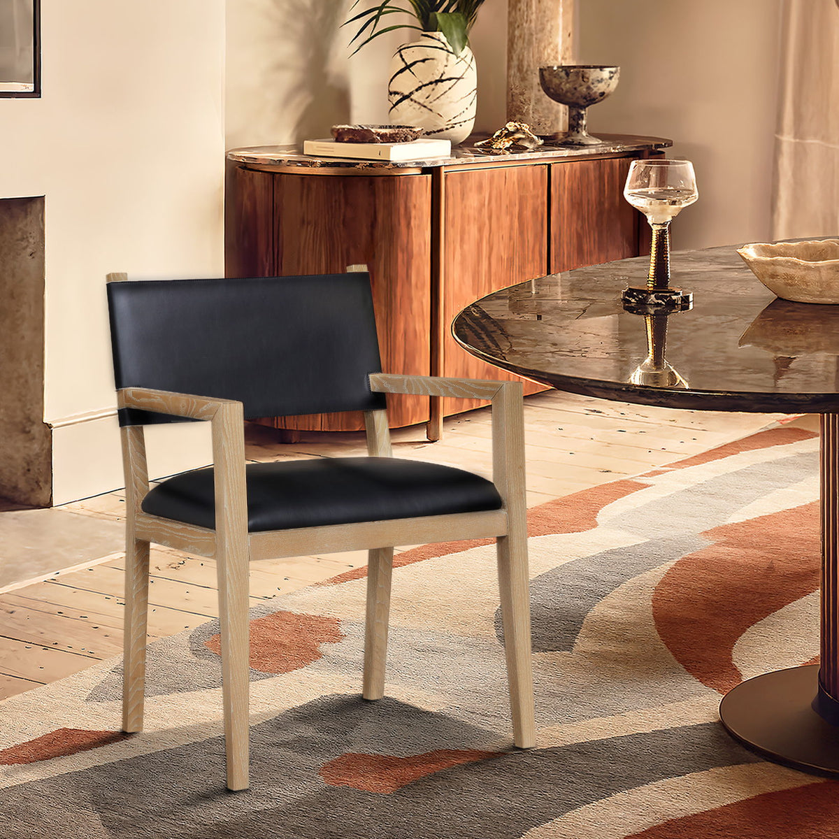 Avon - Vegan Leather Dining Arm Chair
