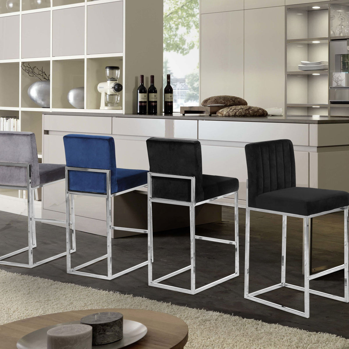 Giselle - Stool with Chrome Legs