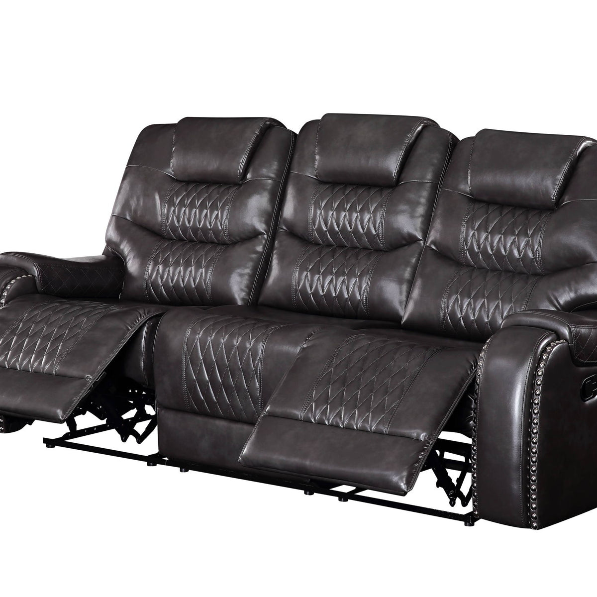 Braylon - Magnetite Synthetic Leather Manual Recliner Sofa - Brown