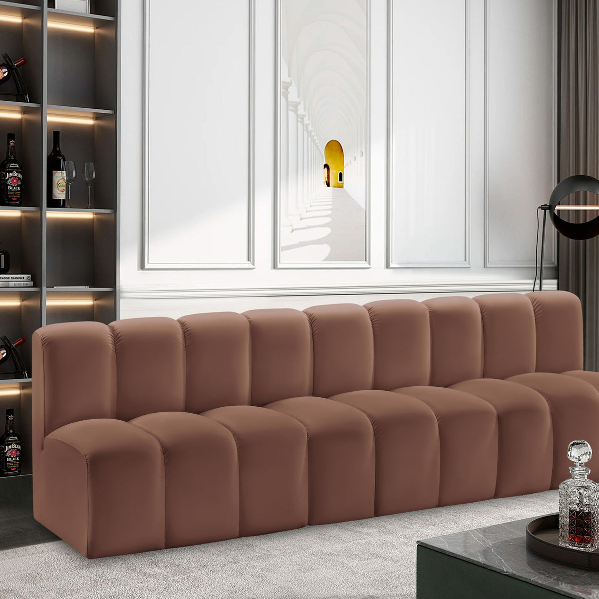 Arc - Faux Leather 3 Seats Modular Sofa