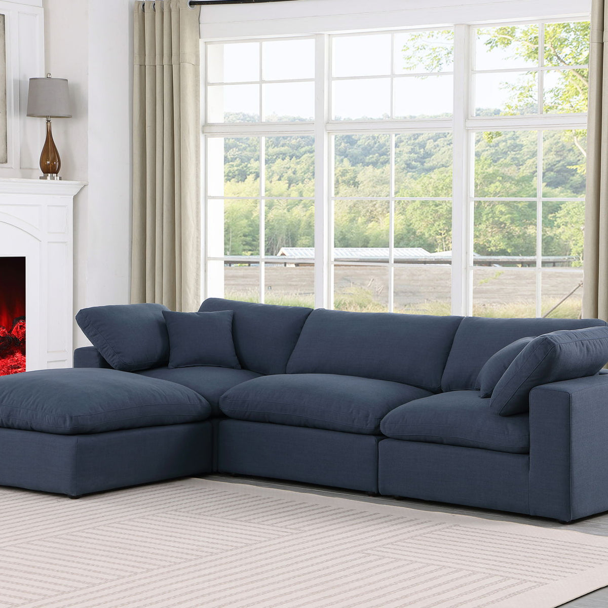 Comfy - 4 Piece Linen Fabric Modular Sectional With Chaise