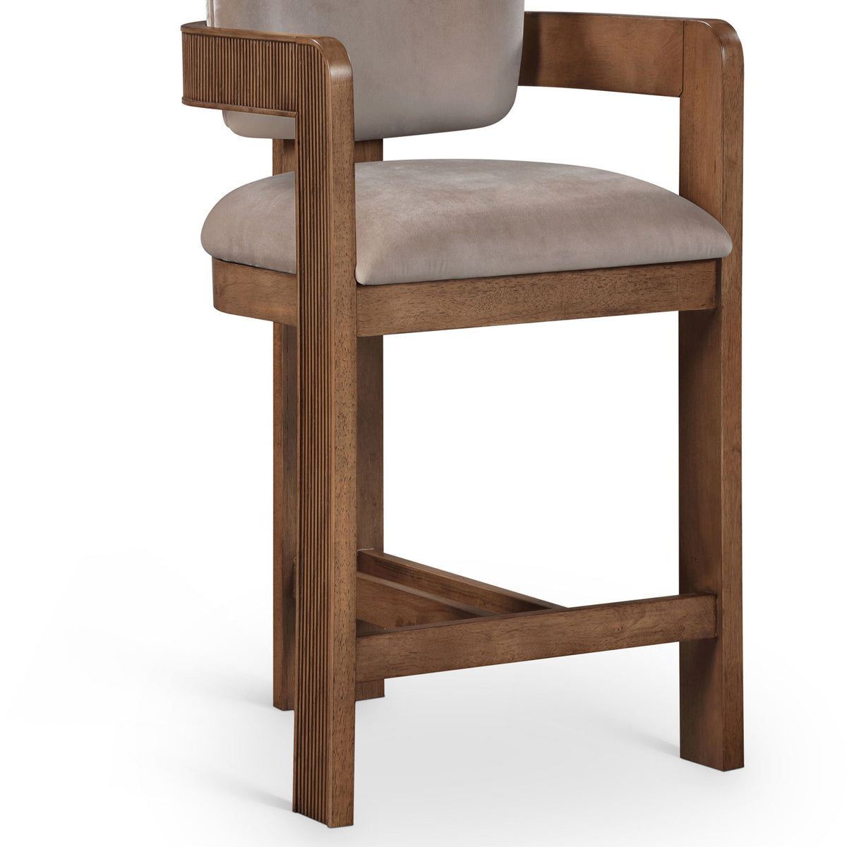 Sacha - Velvet Stool With Brown Base