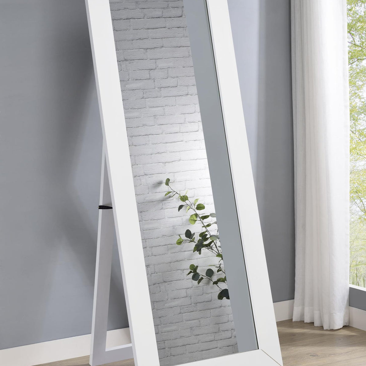 Cadence Tempered Glass Full Length Mirror White High Gloss