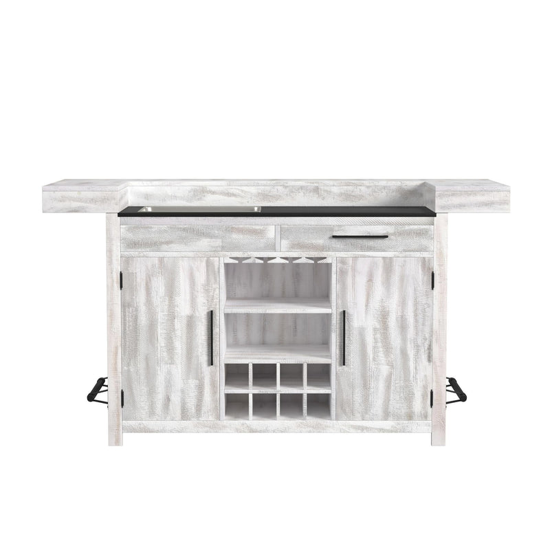Rogen Rustic - Bar Table With Ice Tray, USB And Power - Rustic White