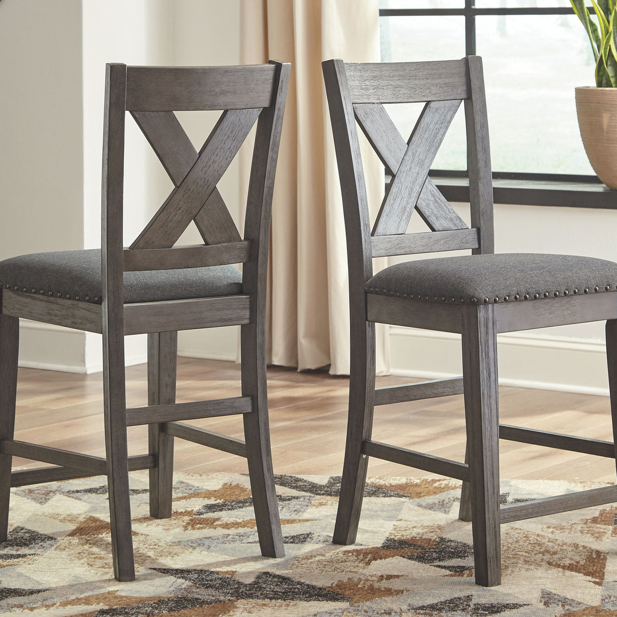 Caitbrook - Upholstered Barstool (Set of 2) - Gray